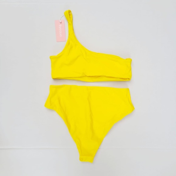 Byoauo Womens Bikini One Shoulder Top with High Waisted Bottom Swimsuit M - Picture 6 of 7